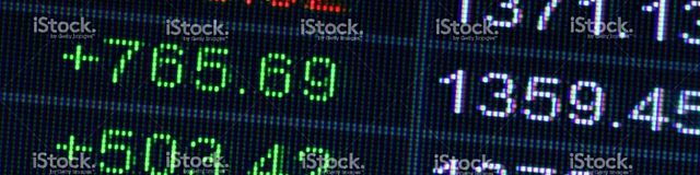 electronic-digital-interface-at-a-stock-exchange-or-bourse-showi-43858938